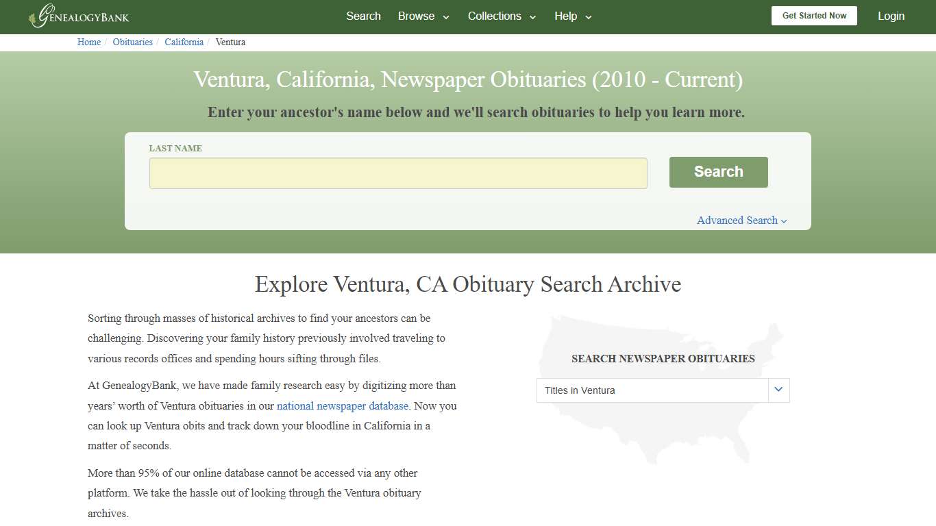 Ventura, California Obituary Archive Search | GenealogyBank