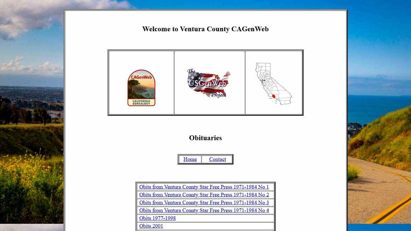 obits Page ventura California Genealogy